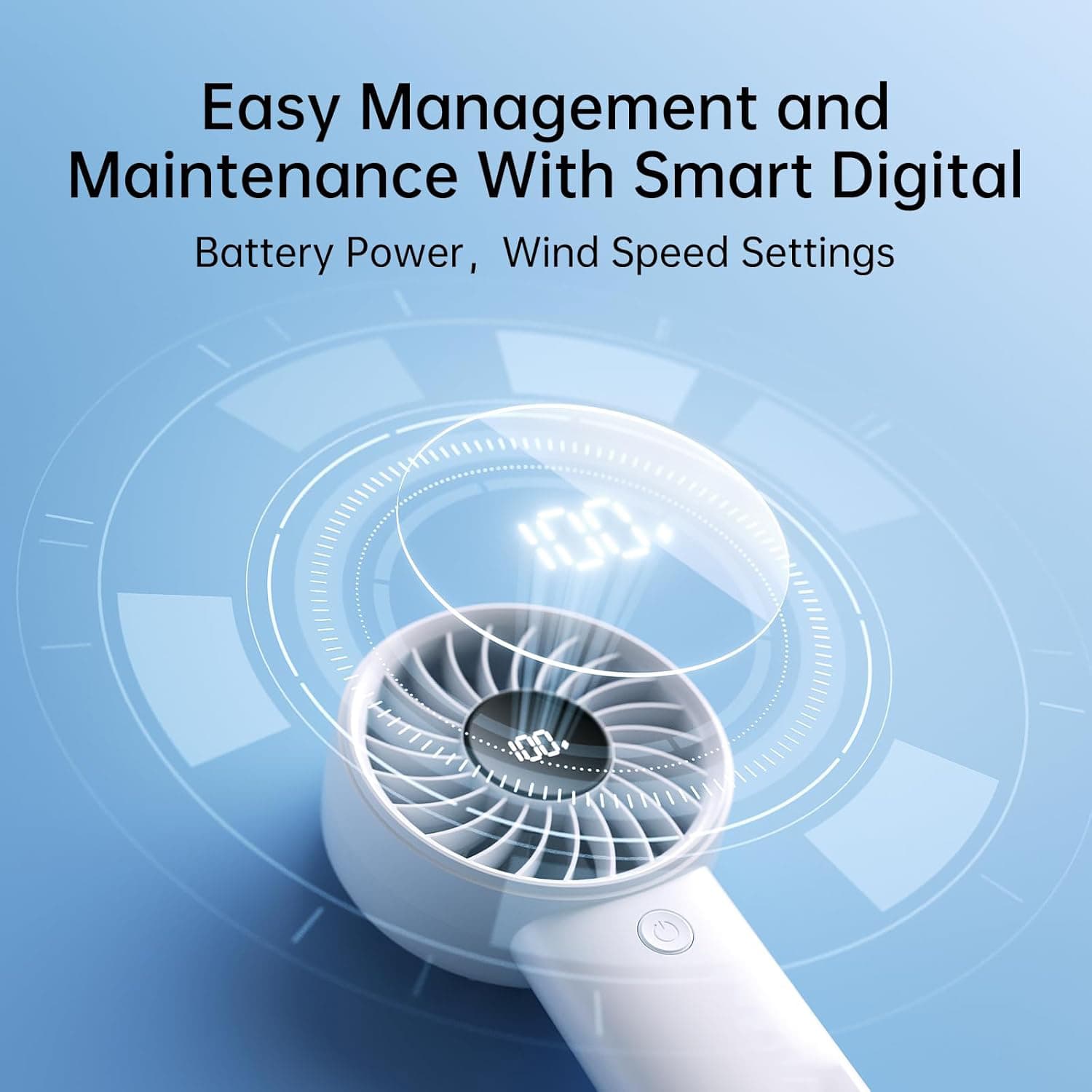 Easy Management and Maintenance With Smart Digital Battery Power, Wind Speed Settings