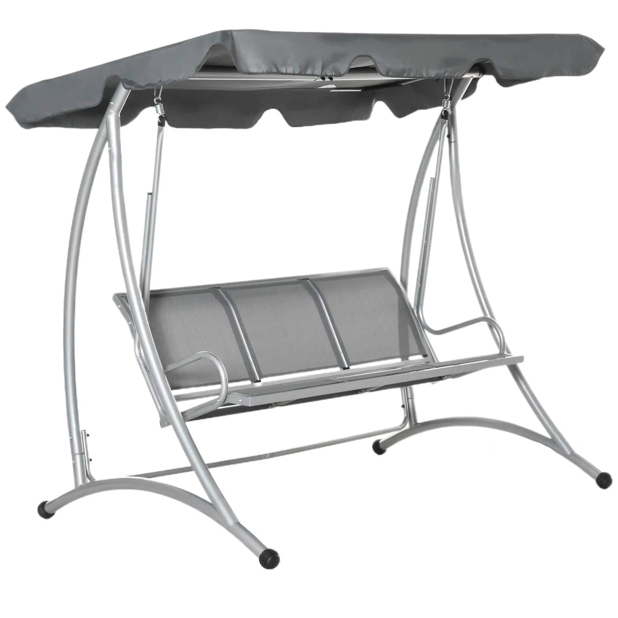 Resenkos - 3-Seat Swing Chair, Patio Glider With Adjustable Canopy, Breathable Seat, Steel Frame, Garden, Light Gray