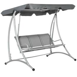 Resenkos - 3-Seat Swing Chair, Patio Glider With Adjustable Canopy, Breathable Seat, Steel Frame, Garden, Light Gray