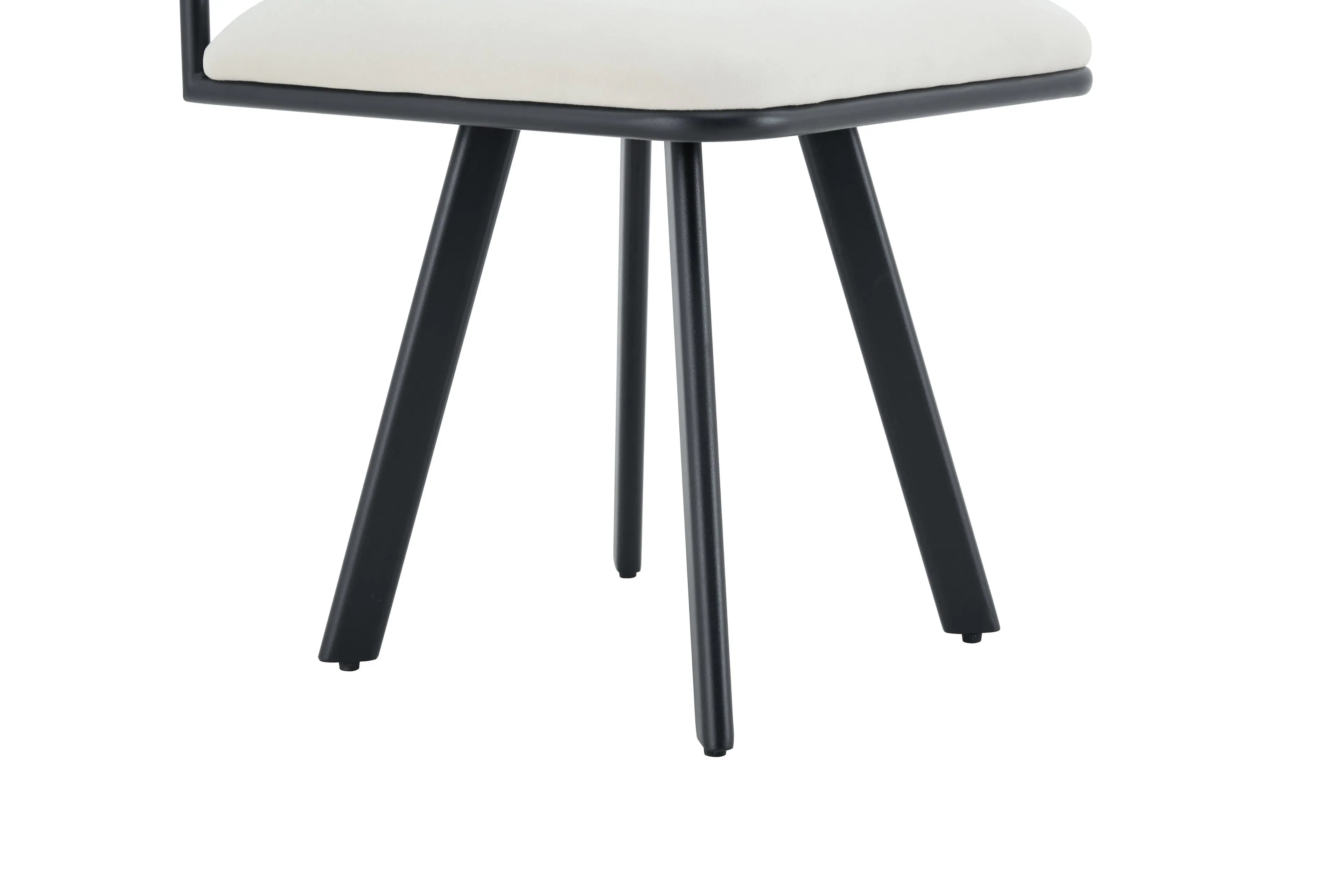 Back. Loheer - Loheer Upholstered Dining Chair, Cream Fabric Chair with Black Metal Frame and Padded Backrest for Dining Room, 2.5 ft - Beige.