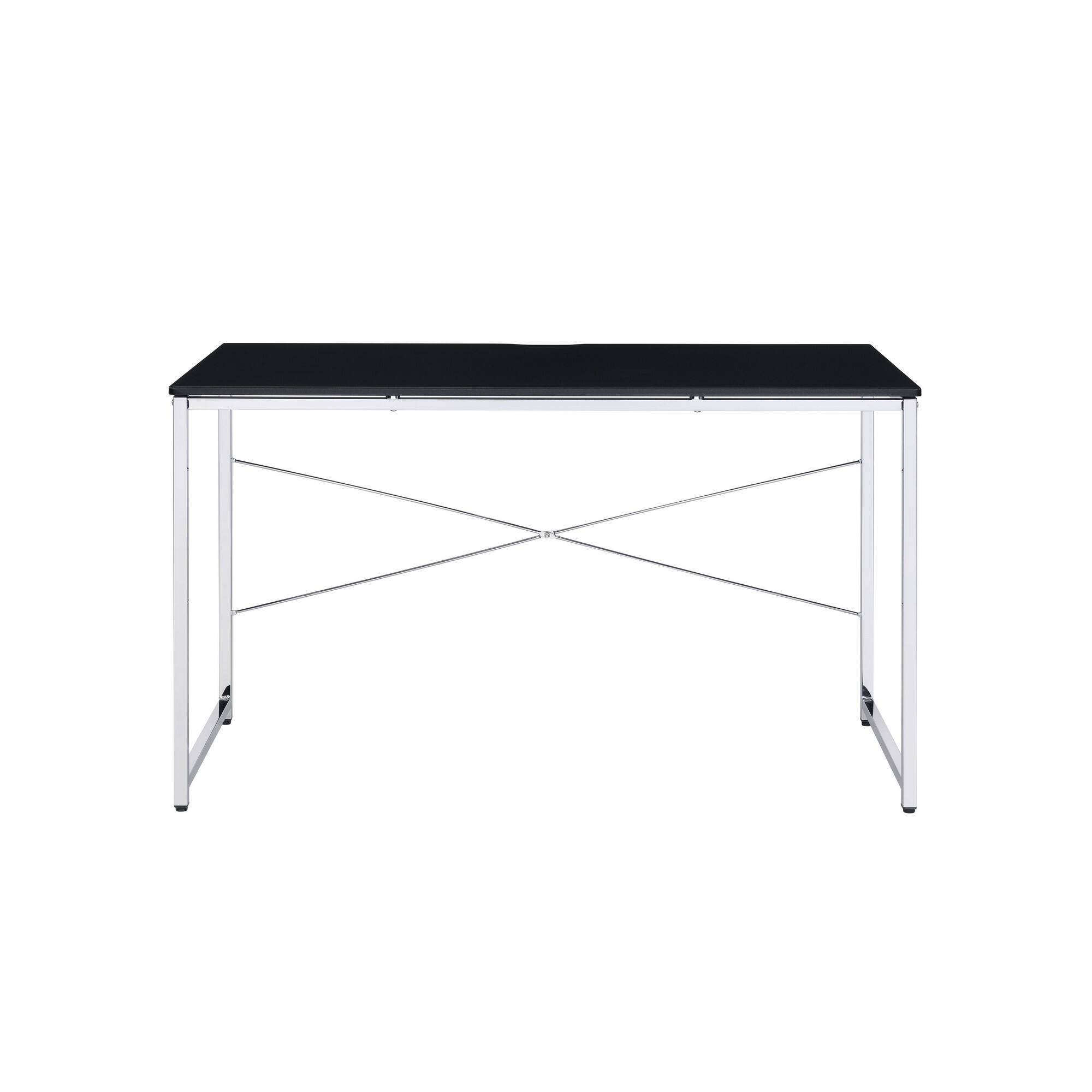 Angle. Manhattan Lane - Writing Desk with X Shaped Crossbar Support, Black and White - White, Black.