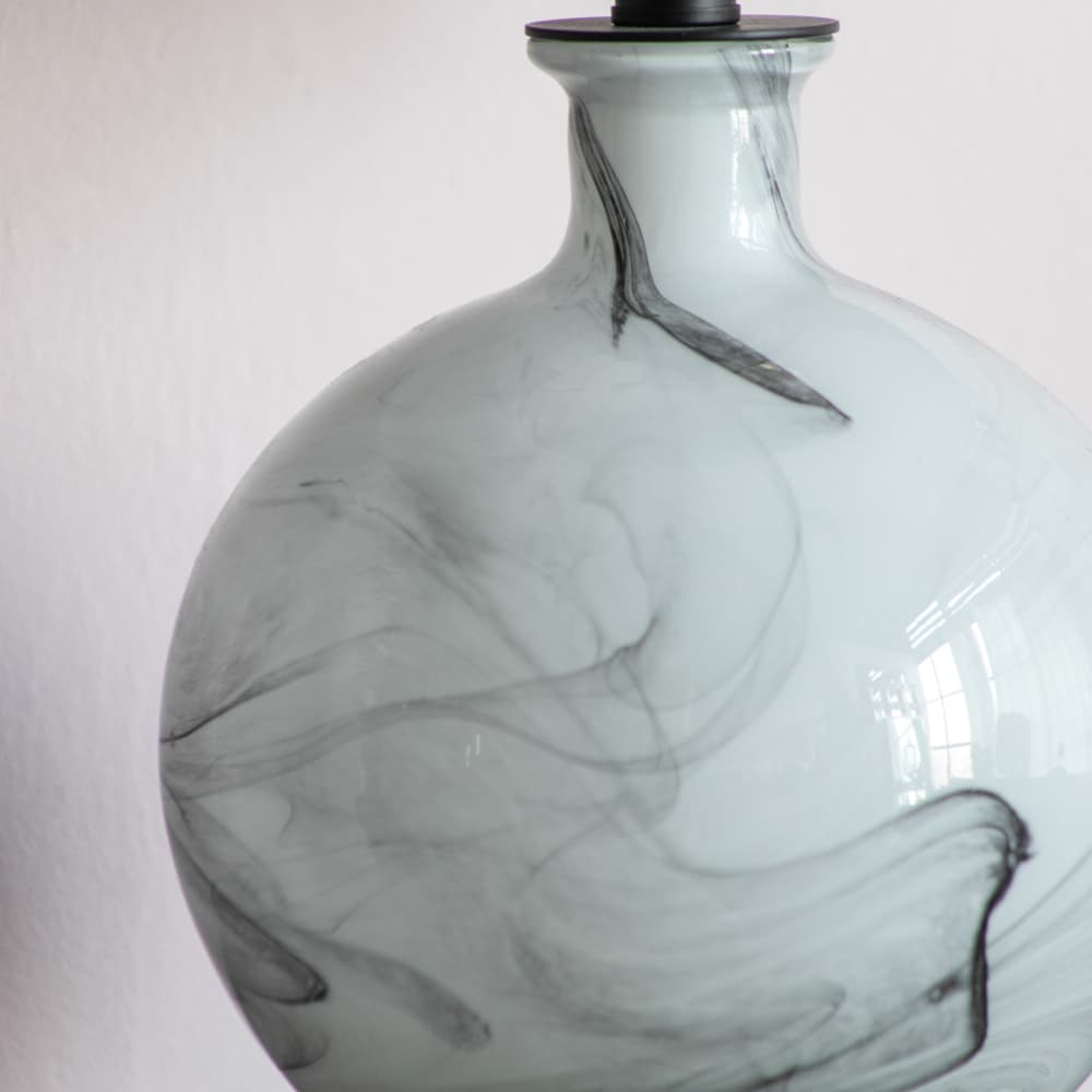 Alt View 4. Luckbyte - 14x14x23 Inch White Grey Glass Table Lamp.