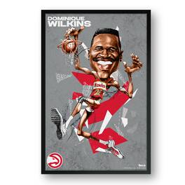 Sporticulture - Dominique Wilkins Atlanta Hawks Framed 27" x 39" Player Caricature Art - Multicolor