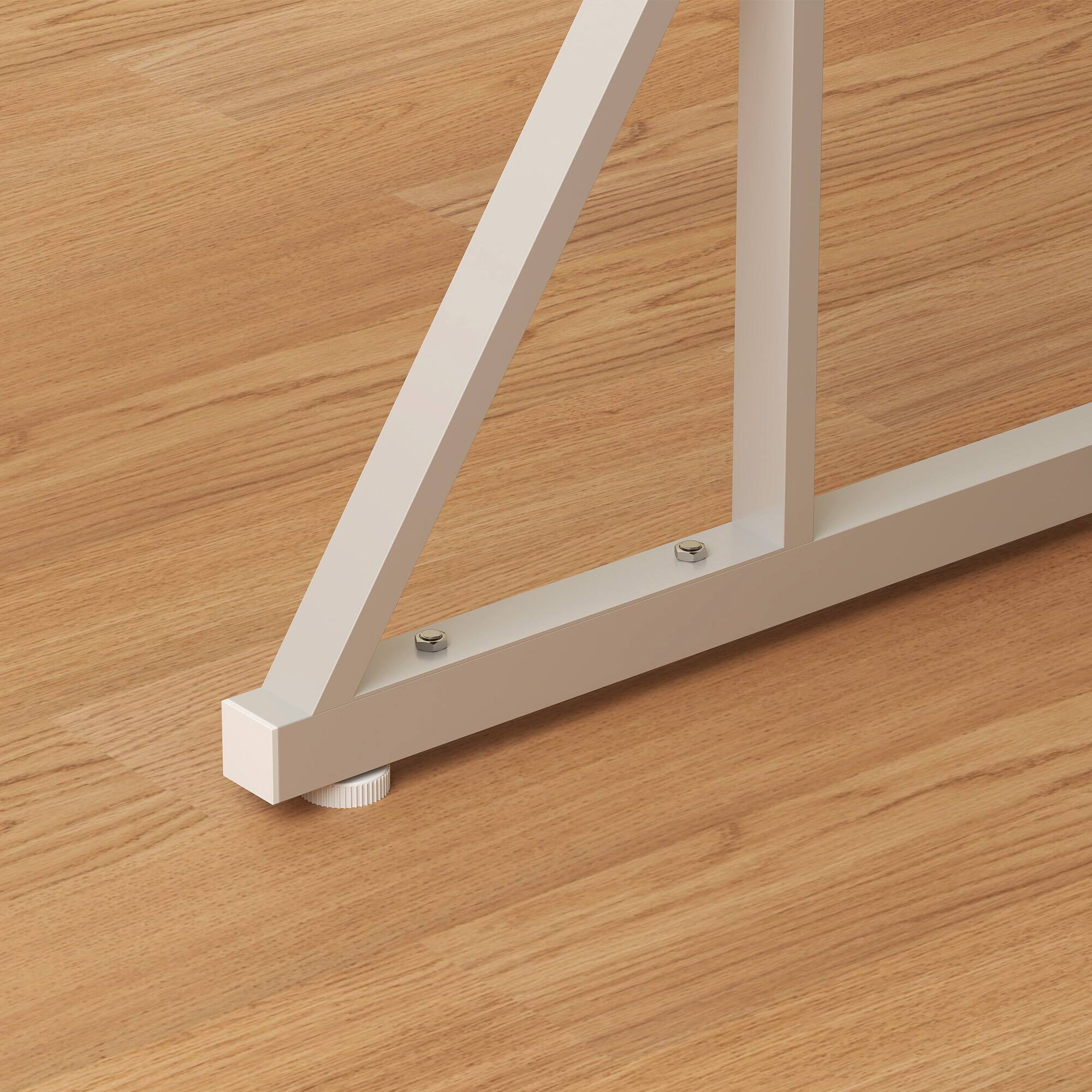 Alt View 8. Homcom - 47"-63" Expandable Dining Table for 4-6 People, Farmhouse Extendable Dining Room Table with Metal Trestle Base - Distressed Brown.