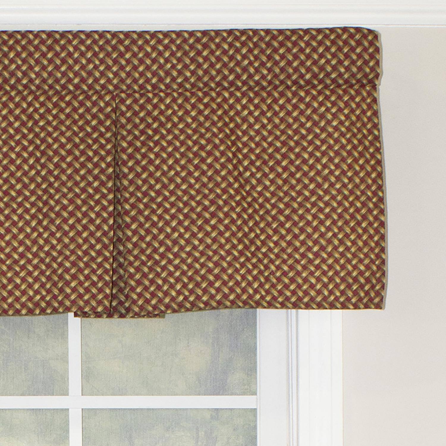 Left. RLF Home - RLF Home Trellis Pleated  100% Cotton with Fully Lined 3" Rod Pocket Valance for Windows 42" x 15" Woodland - Woodland.