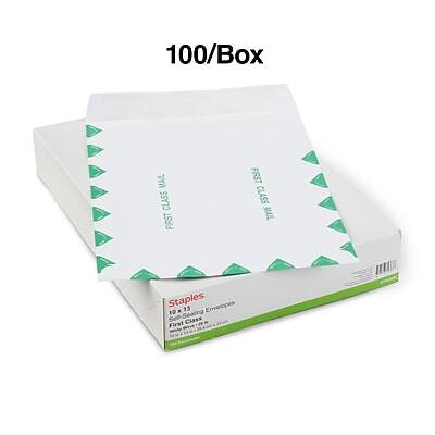 100/Box  
FIRST CLASS MAIL  
Staples  
Staples Envelopes  
First Class  
13 Envelopes  
10x