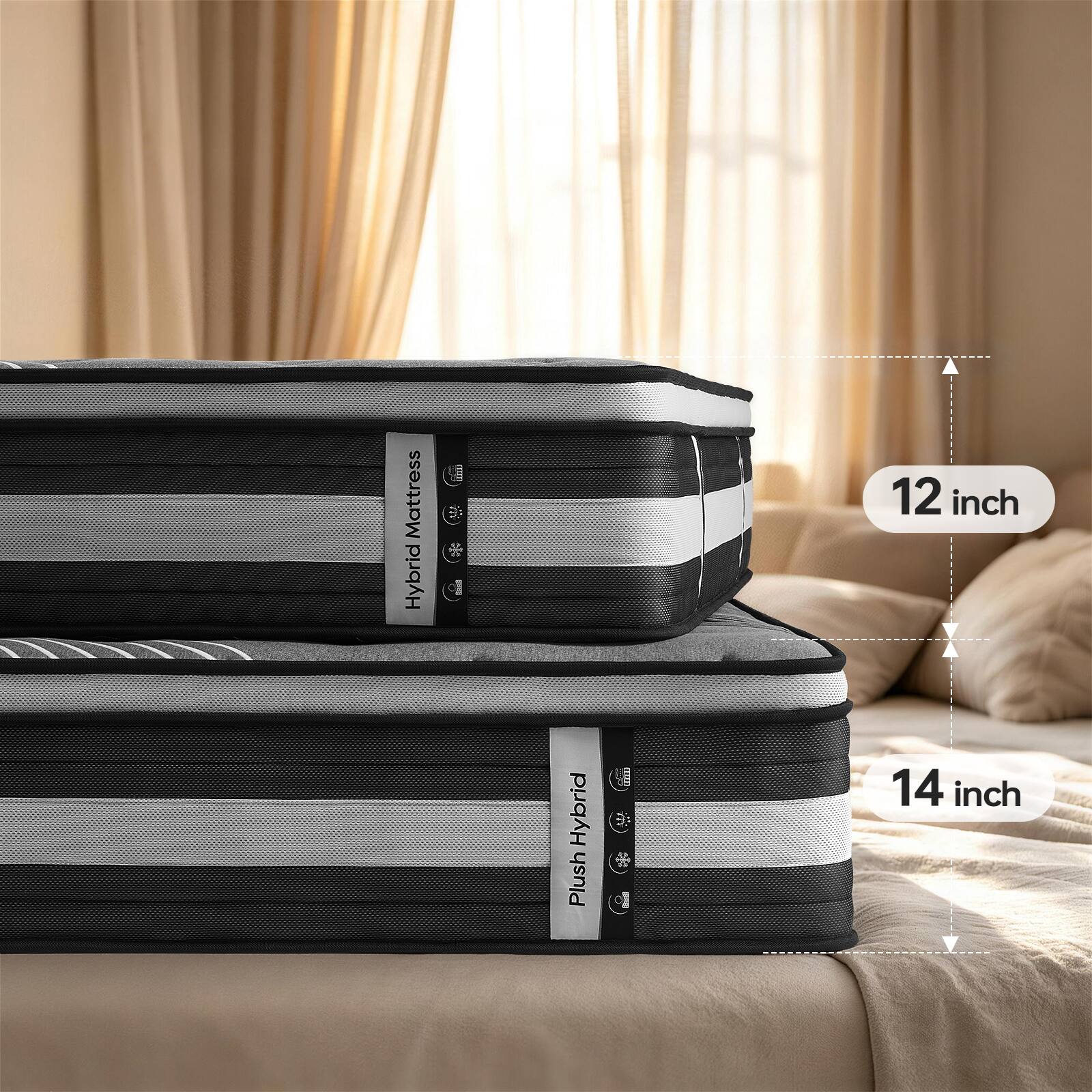 Mattress Hybrid

Hybrid Plush
(IIII) HOTES
12 inch 14 inch