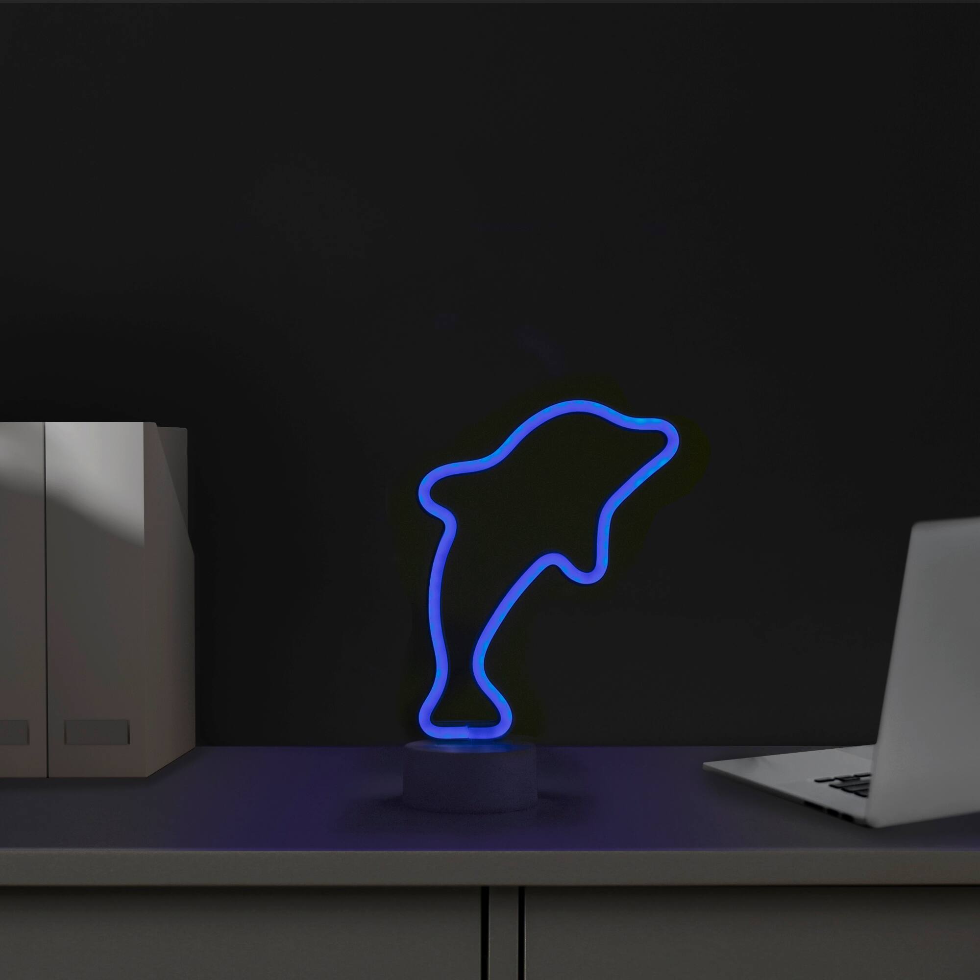 Alt View 2. Northlight - LED Dolphin Neon Table Light - 10.25" - Blue.