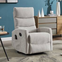 Kadyn - Heat Massage Recliner Chair, 8 Vibration Modes & Lumbar Heat, Rocker Swivel - Light Gray