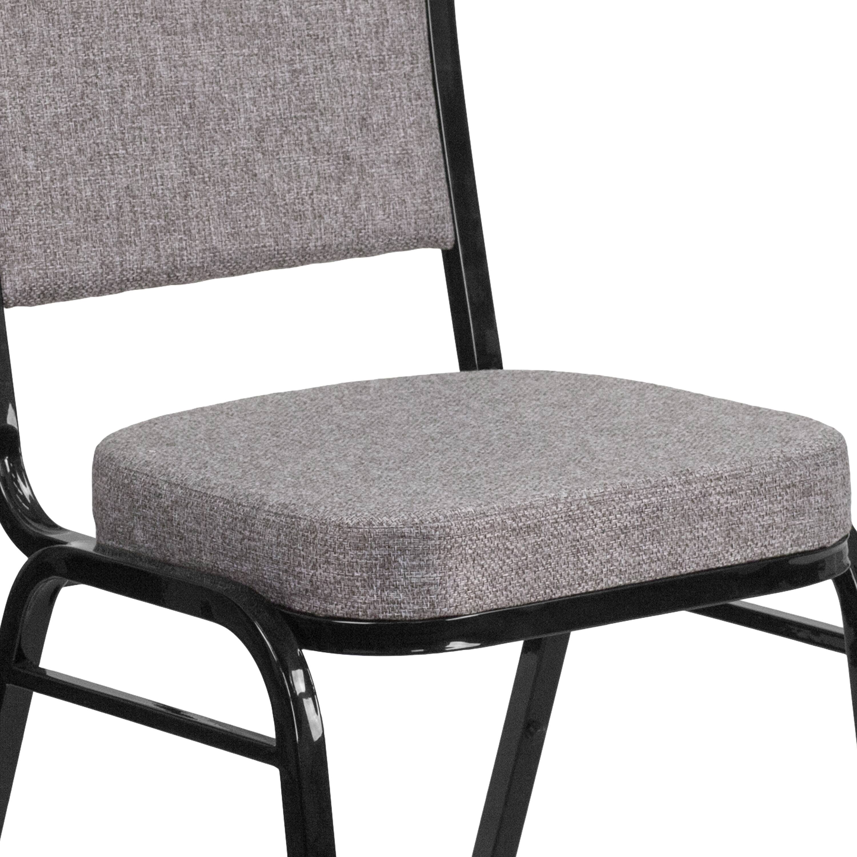 Alt View 9. Emma + Oliver - 4 Pack Crown Back Stacking Banquet Chair - Gray Fabric/Black Frame.