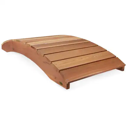 Front. All Things Cedar - All Things Cedar Wooden Bridge, Outdoor Garden Walkway, 6 Feet, Natural Finish - Natural.
