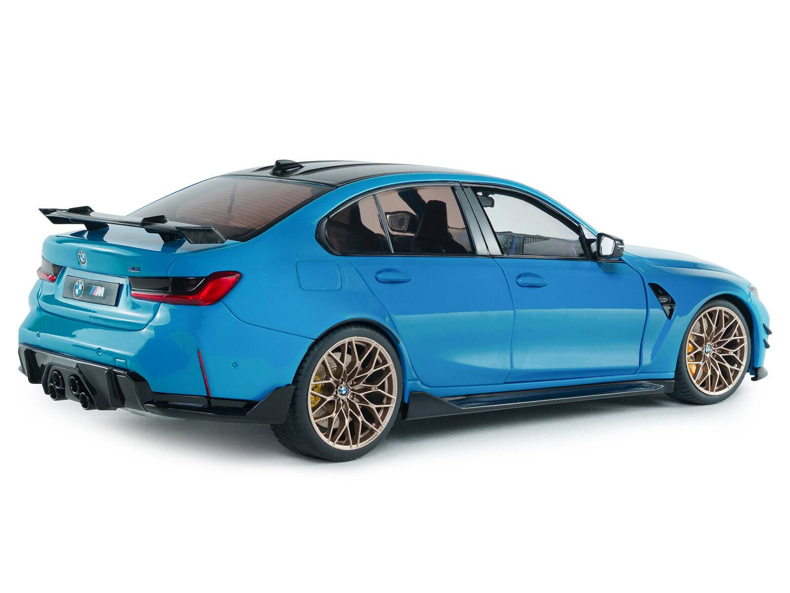 Alt View 3. Solido - 2024 BMW M3 Competition Daytona Beach Blue with Carbon Top 1/18 Diecast Model Car by Solido.
