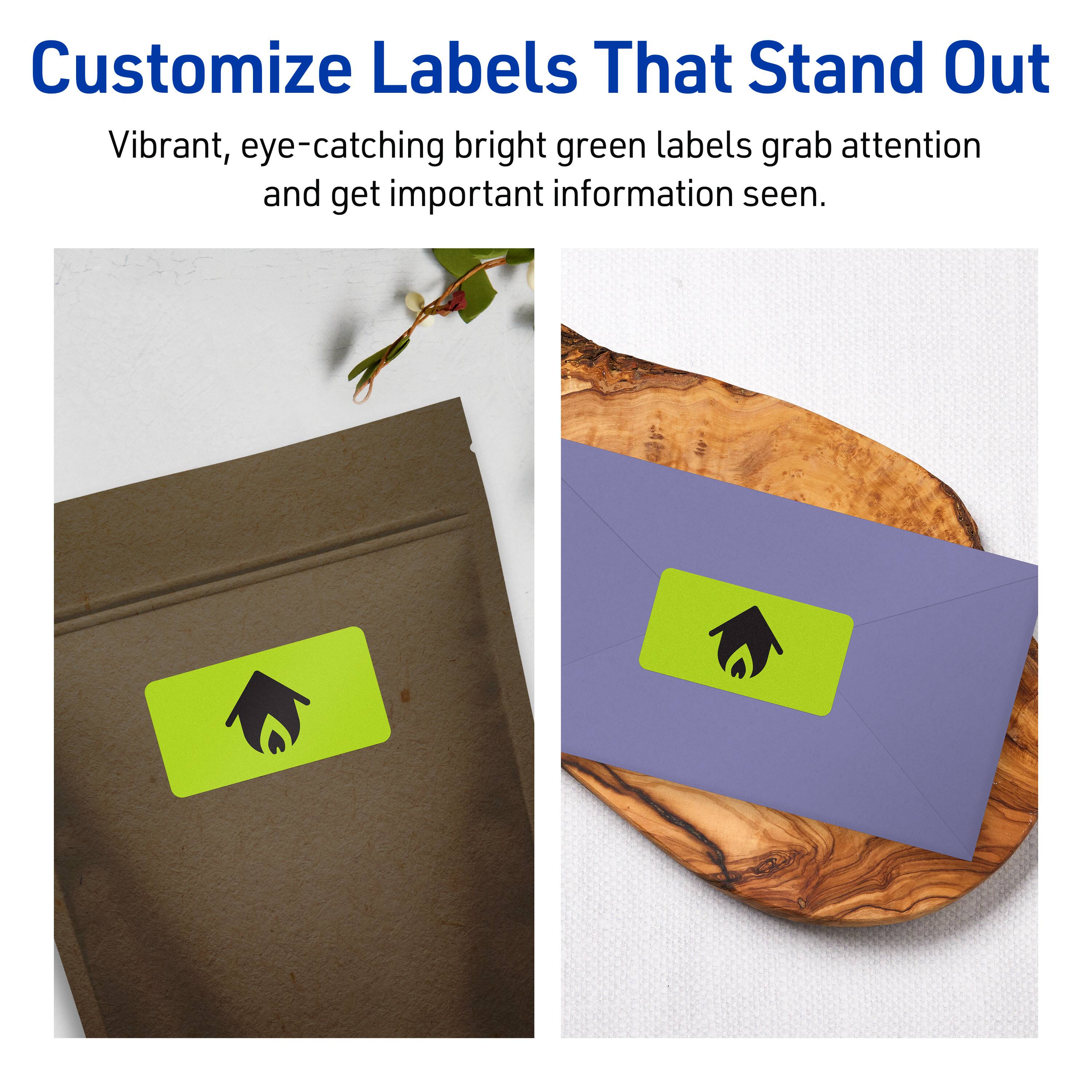 Customize Labels That Stand Out

Vibrant, eye-catching bright green labels grab attention and get important information seen.