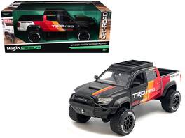 Maisto - 2023 Toyota Tacoma TRD PRO Off Road Pickup Truck Matt Black with Graphics and Roofrack "Maisto Design" Series 1/27 - Matte Black