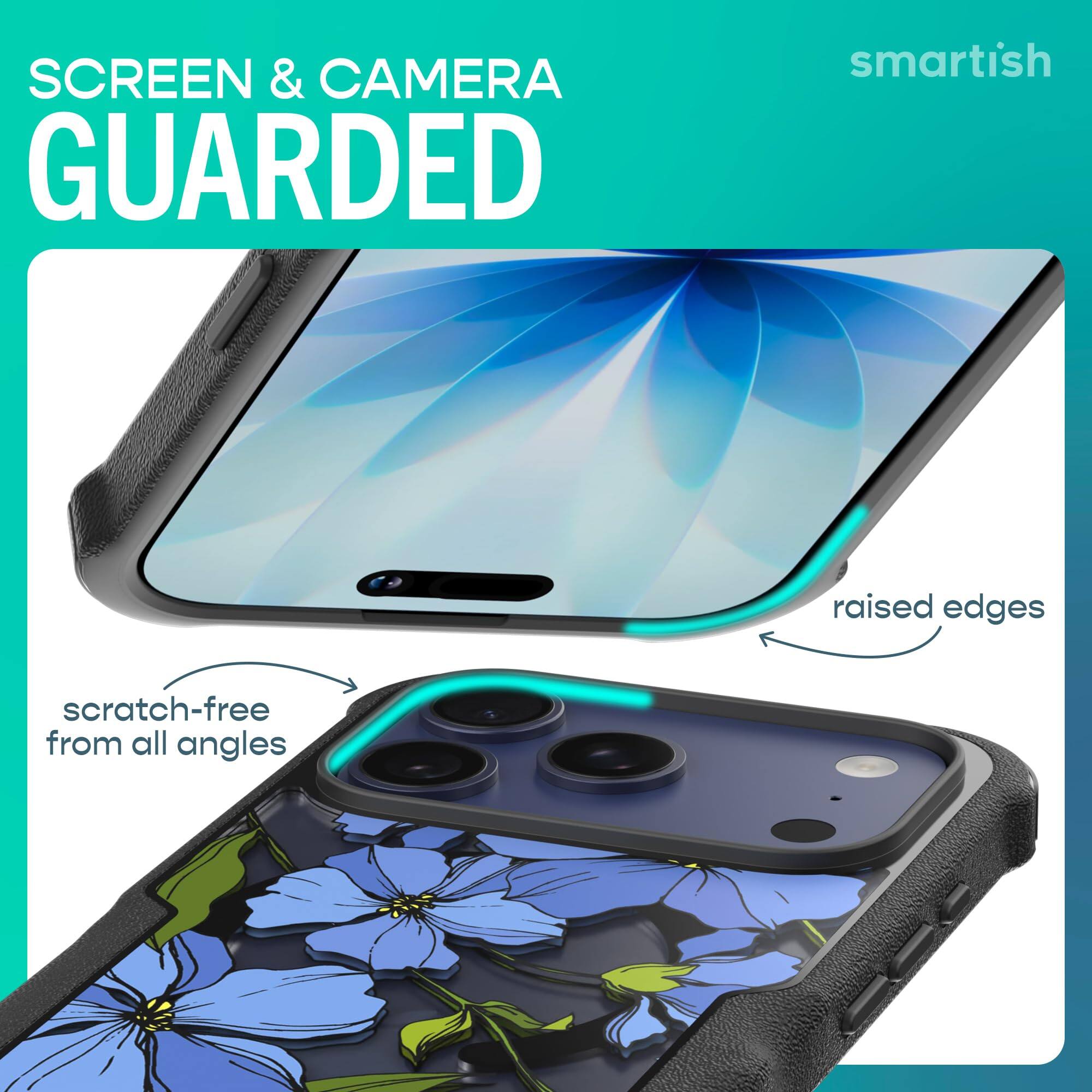 SCREEN & CAMERA GUARDED  
smartish  
raised edges  
scratch-free from all angles