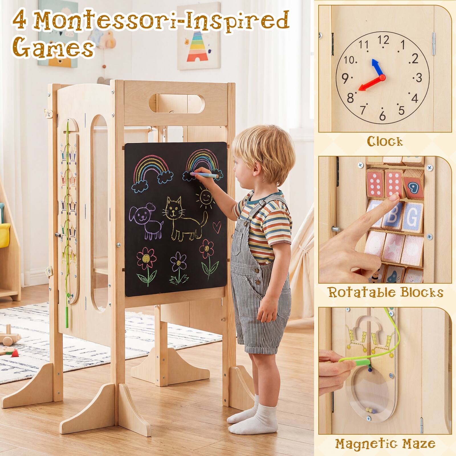4 Montessori-Inspired Games

1. Clock
2. Rotatable Blocks
3. Magnetic Maze