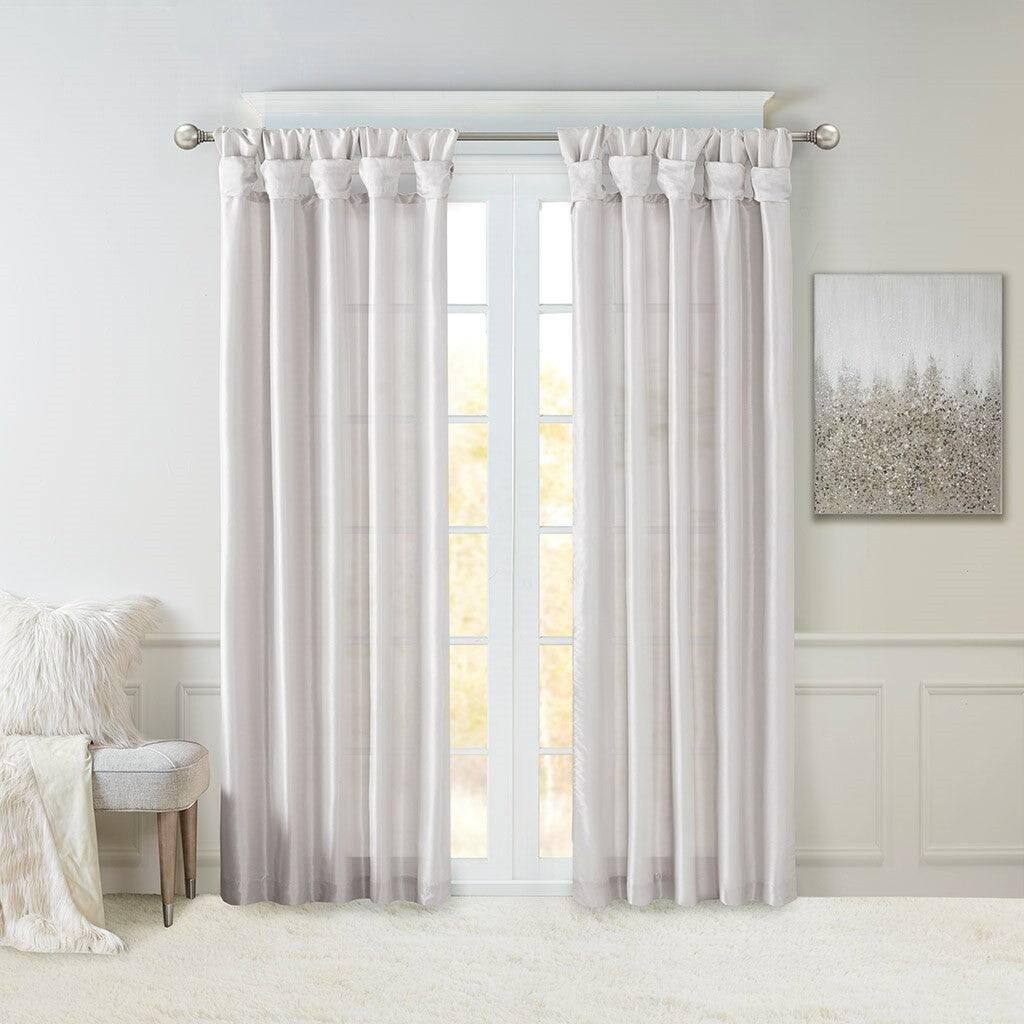 Alt View 6. BreeBe - Twist Tab Lined Window Curtain Panel Silver 50x108' - Silver.