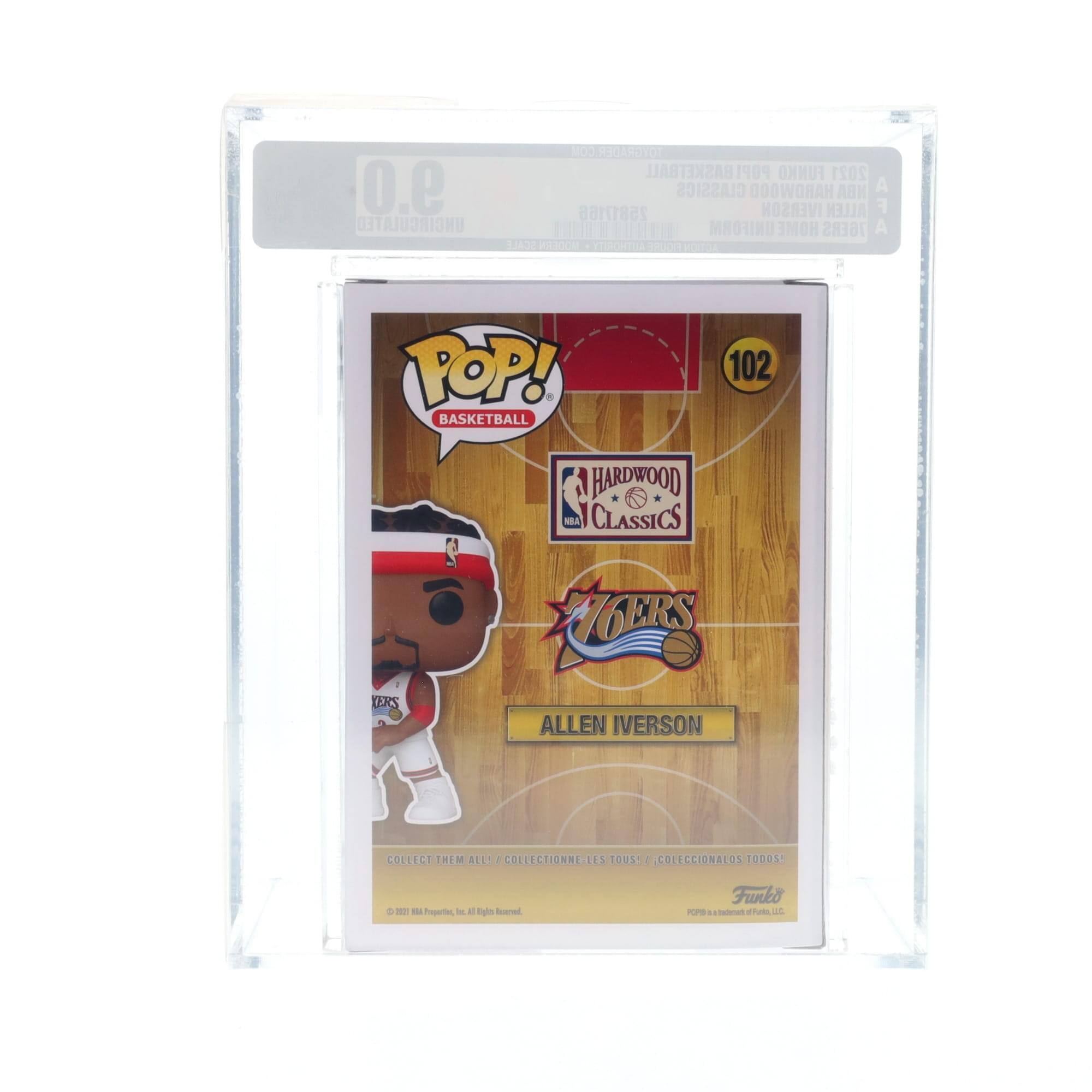 100 PAROT POP! BASKETBALL 2021 9.0 CLASSICS  
00WORAH NBA A UNCIRCULATED THE 25817166 E TEN UNIFORM IVERSON HOME 76ERS ALLEN  
POP! BASKETBALL HARDWOOD NBA CLASSICS 102  
COLLECT THEM ALL / COLLECTE-LES TOUS / COLECCIONALOS TODOS  
Funko  
© 2021 Funko, Inc. All Rights Reserved.