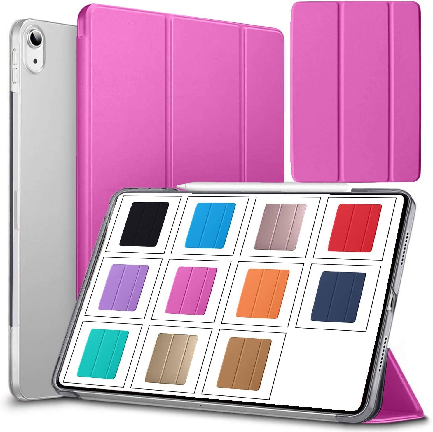 Front. DuraSafe Cases - iPad Air 5th Gen 10.9 inch 2022 Trifold PC Smart Case A2588 A2589 A2591 MM9E3 MM9D3 MME23 MM9C3 MM9F3 MM6U3 MM773 MM6T3 - Pink.
