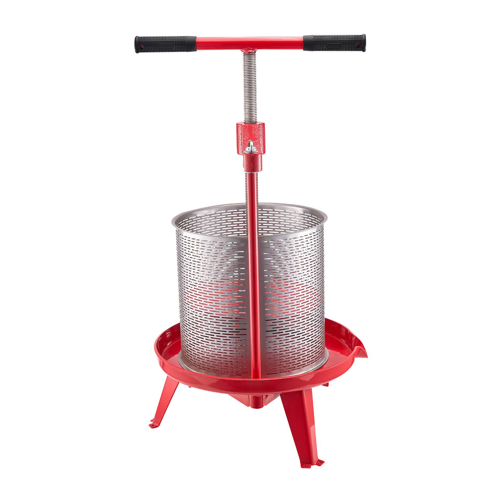 Alt View 5. VEVOR - 3.69 Gal/14L Fruit Wine Press, Stainless Steel Basket with Cross-beam and Triangular Structure, Manual Juice Maker - Red.
