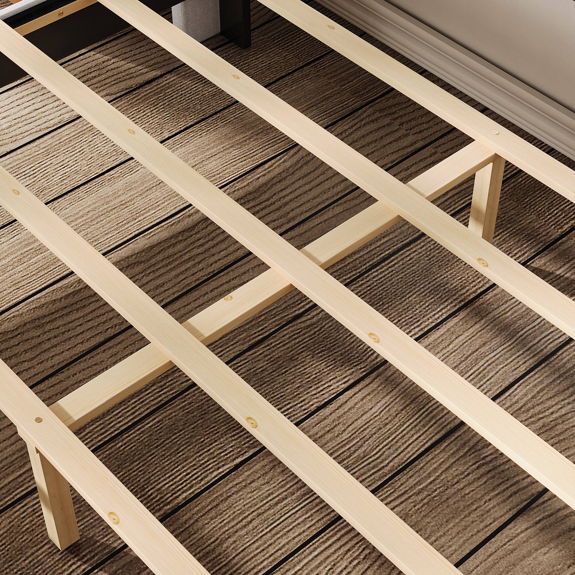 Alt View 9. Famapy - Famapy Upholstered Bed Frame: Tufted Headboard, Reinforced Slats & Quiet Stability - Gray.