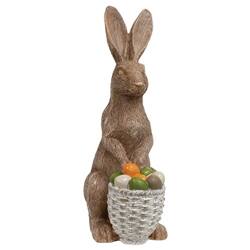Angle. BreeBe - Standing Resin Bunny With Basket - 2 Asstd. - Brown, Grey.