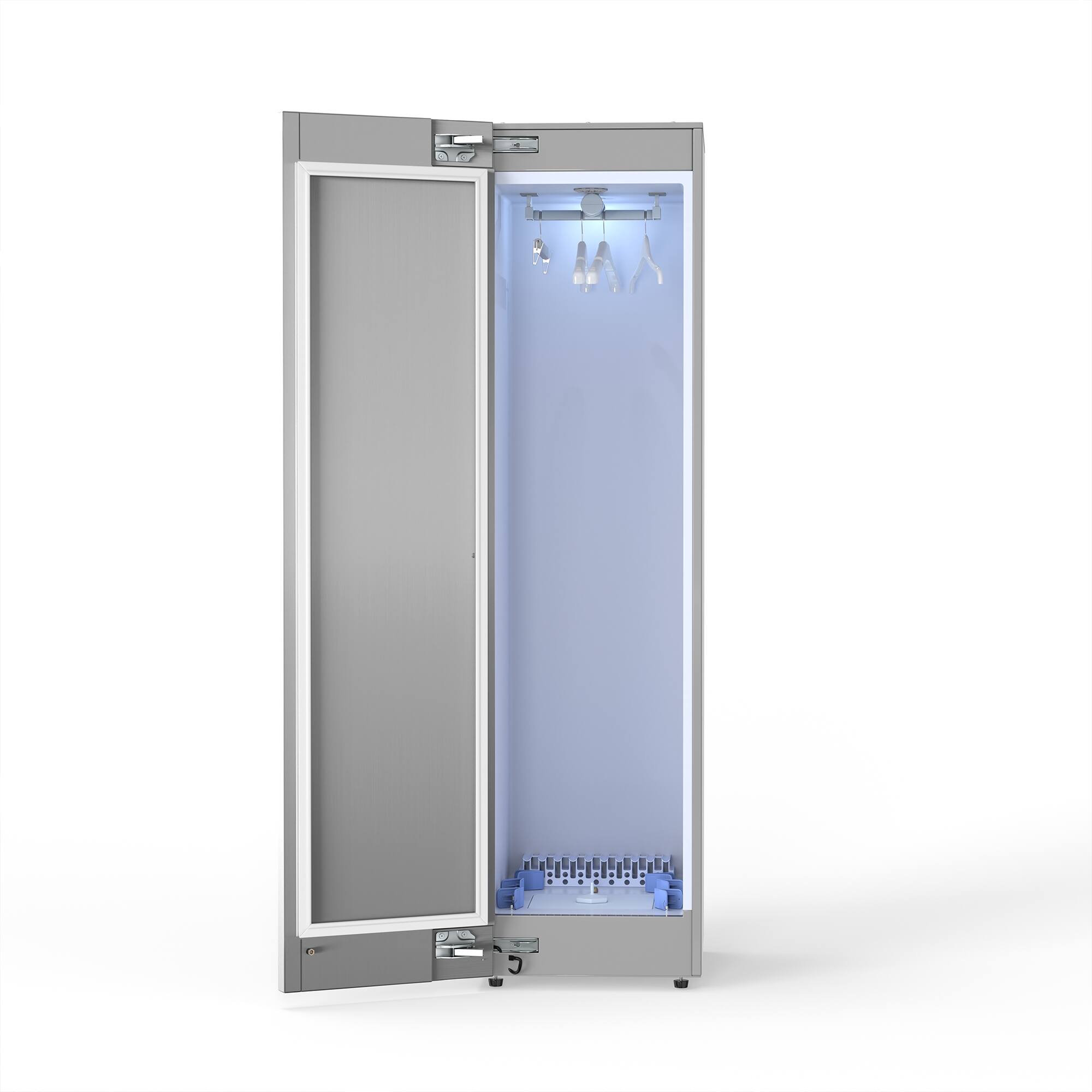 Left. Equator - Equator SDC 760 7.6cf Smart Steam Closet Dryer 4 Moving Hangers Quick20 Refresh Sanitize Deodorize Garment Care - Silver.