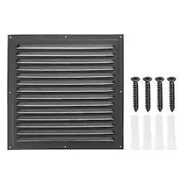 Unique Bargains - 12"x12" Aluminum Gable Vent, Exterior Wall Outlet Square Soffit Vent HVAC Louver Air Grille with Built-in Screen - Black