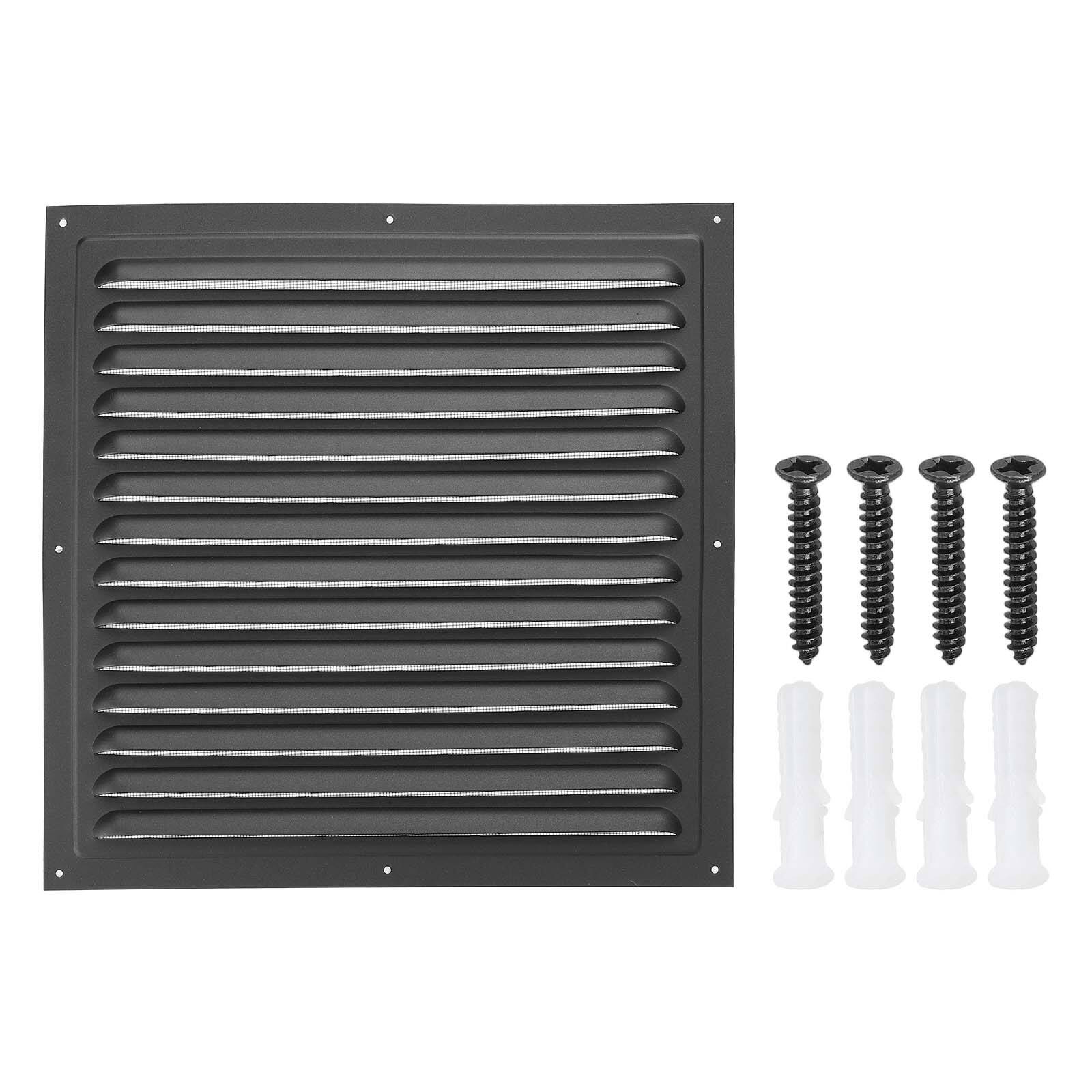 Front. Unique Bargains - 12"x12" Aluminum Gable Vent, Exterior Wall Outlet Square Soffit Vent HVAC Louver Air Grille with Built-in Screen - Black.