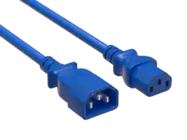 Cable Leader - Power Extension Cord, IEC C13 to C14 Fully Molded, 18 AWG 10A 250V for PDU, UPS, Monitor, Desktop PC - Blue