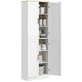 Homcom - Kitchen Pantry, 4-Door Kitchen Pantry Cabinet with Adjustable Shelves and Doors - White