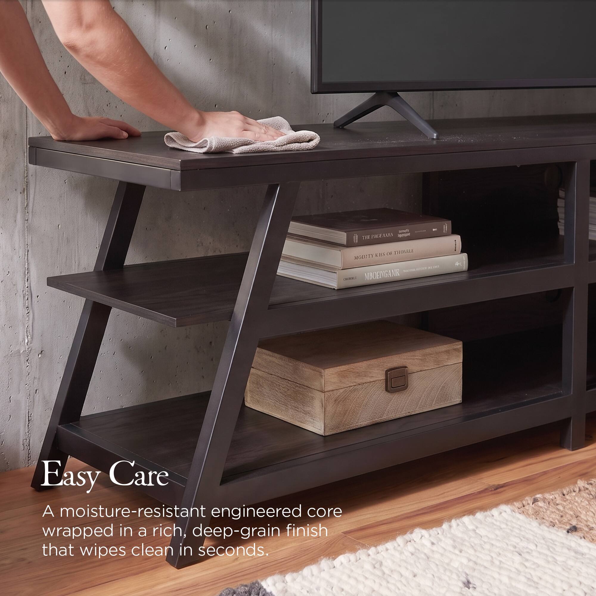 Easy Care

A moisture-resistant engineered core wrapped in a rich, deep-grain finish that wipes clean in seconds.