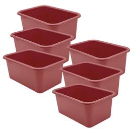 Teacher Created Resources - Small Plastic Storage Bin, Deep Rose, Pack of 6