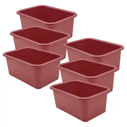 Front. Teacher Created Resources - Teacher Created Resources Small Plastic Storage Bin, Deep Rose, Pack of 6.