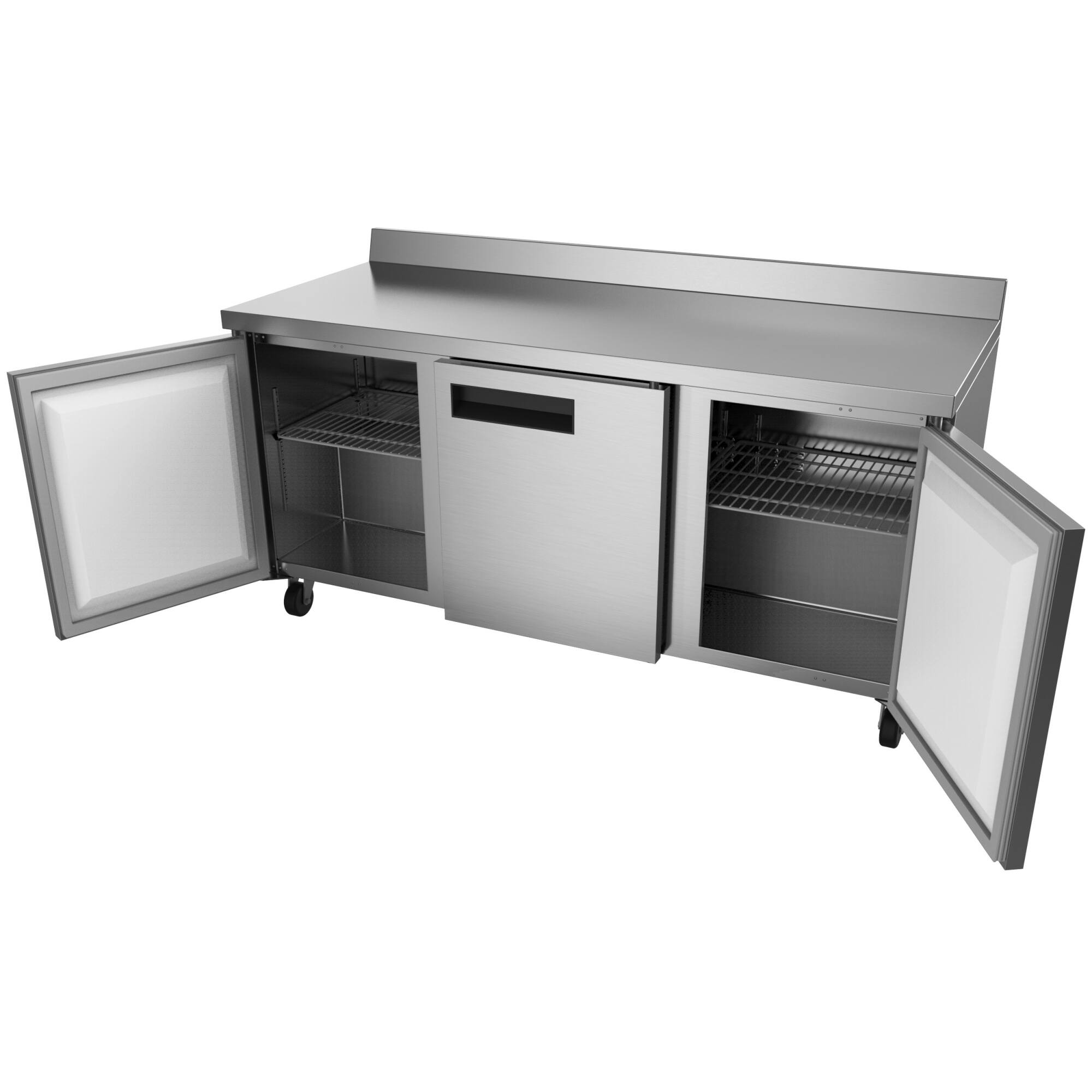 Angle. Koolmore - 72 in. Three-Door Worktop Refrigerator With 3.5 in. Backsplash - 16.9 Cu Ft. RWT-3D-16C - Stainless-Steel.