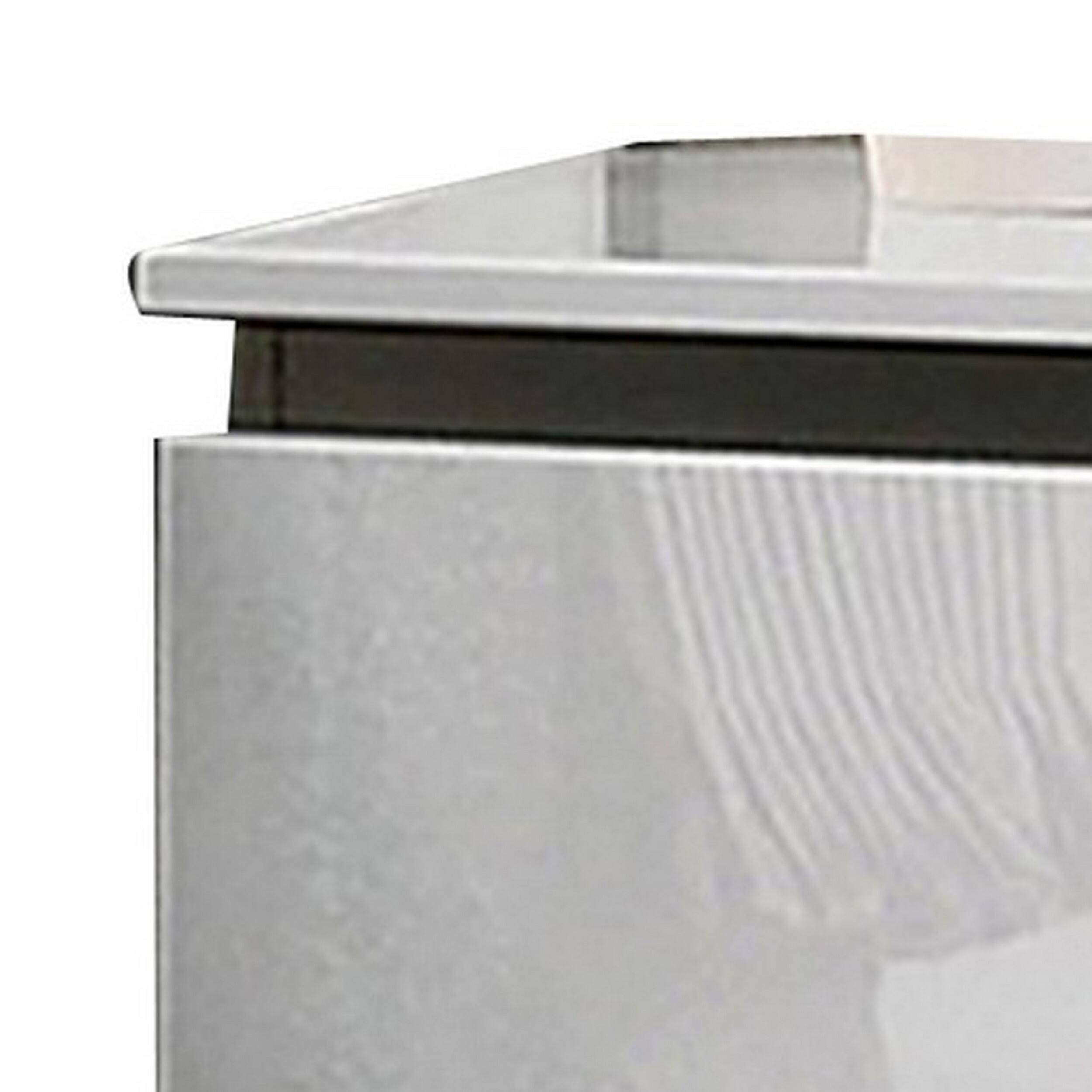 Angle. Manhattan Lane - Nav 22 Inch Modern Nightstand with 2 Drawers, Concealed Handles, - White, Metallic Gray.