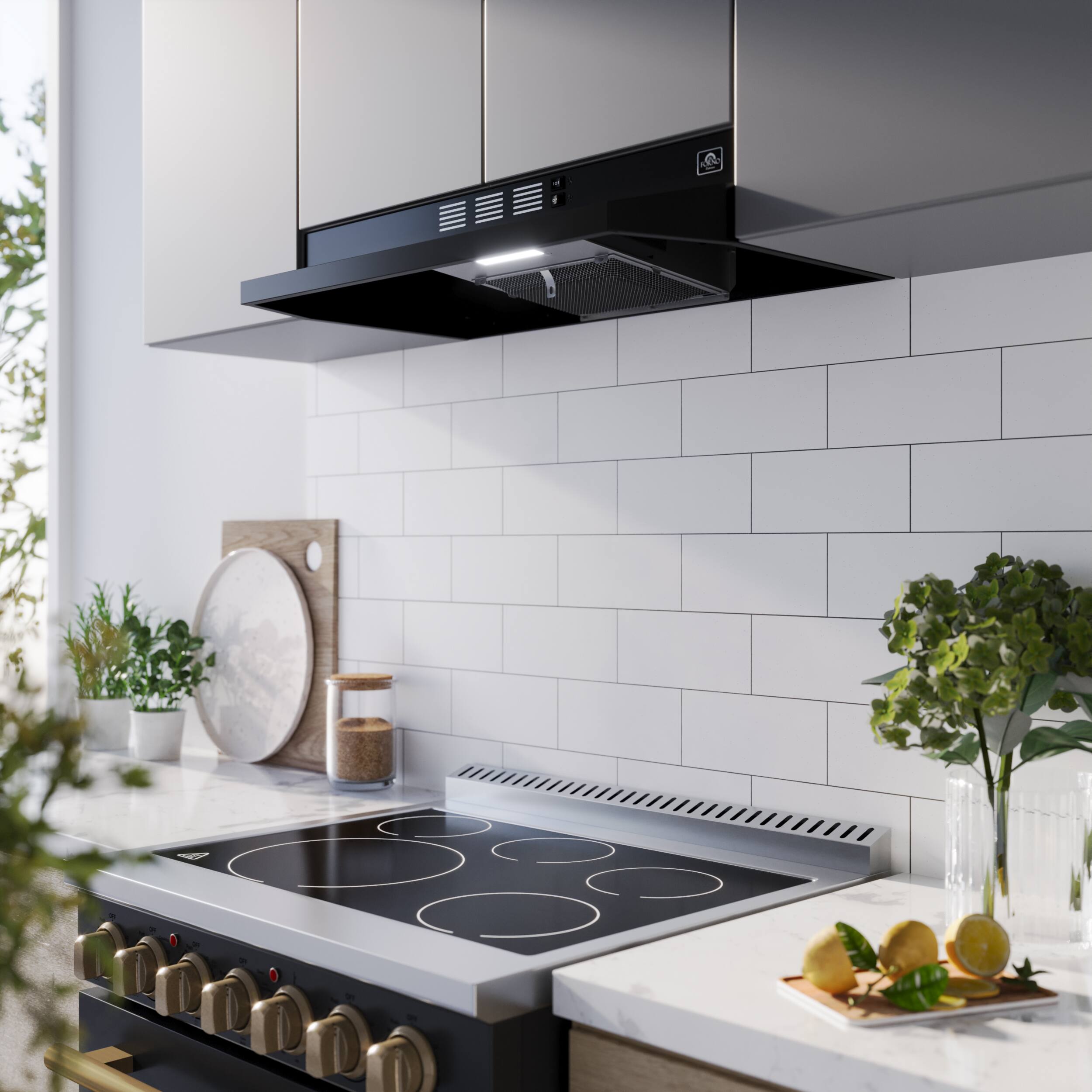 Alt View 5. Forno Appliances - Cappa 30" Under Cabinet Convertible Range Hood - Black.