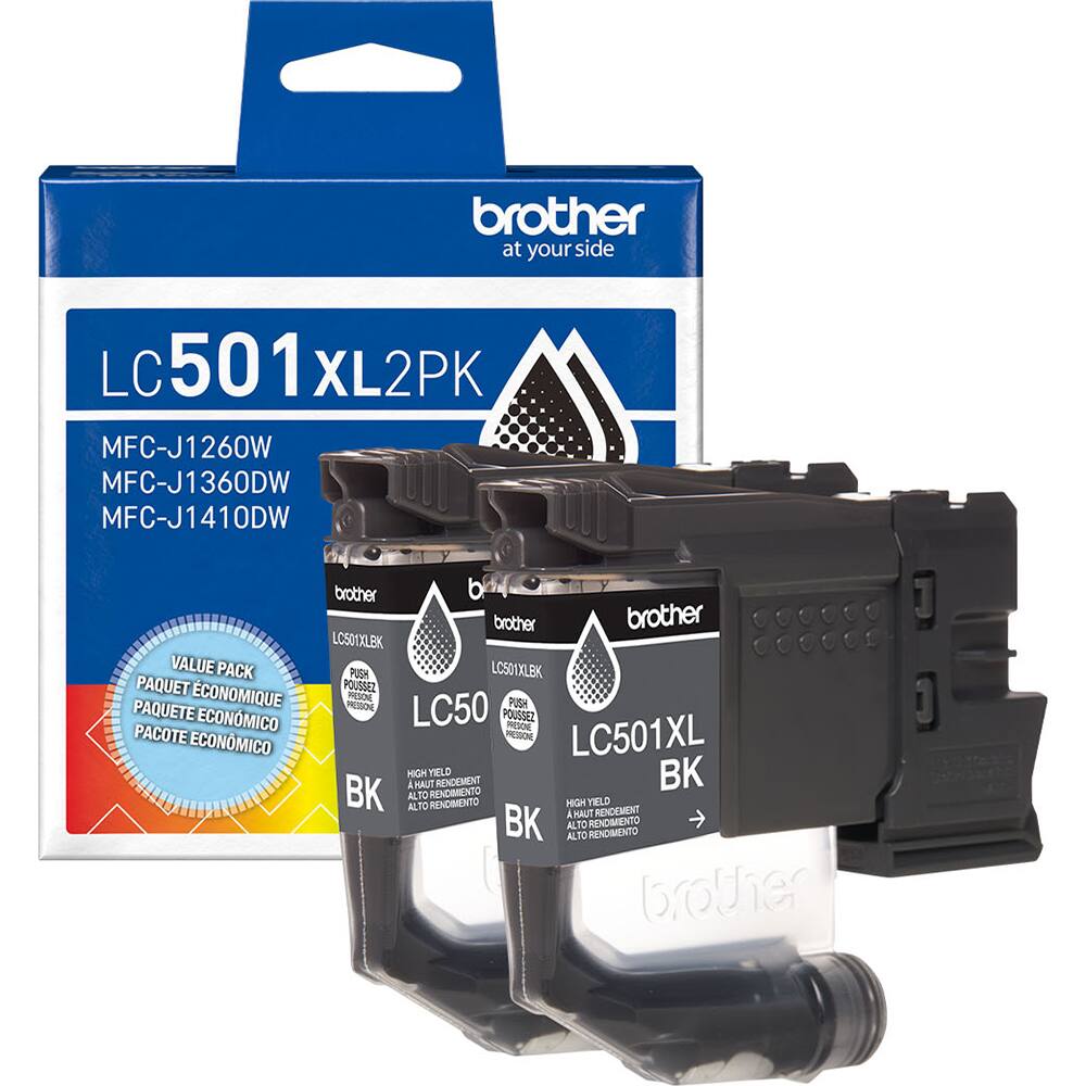 brother at your side LC 501 XL2PK MFC-J1260W MFC-J1360DW MFC-J1410DW brother b brother brother LC50TXLEK VALUE PACK PUSH LC501XLBK PAQUET ECONOMIQUE POUSSEZ -ESON MESON LC50 PUSH PAQUETE ECONOMICO POUSSEZ -ESO PACOTE ECONOMICO PESEN LC501XL HIGH YIELD BK A HAUT RENDEMENT BK AL AL 72 T0 RENDIMENTO RENDIMIENTO MIGH YELD RENDEMENT . MAUT BK ALTO K 12 O RENDIMENTO RENDIMENTO brother