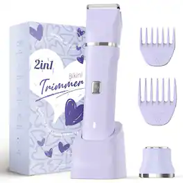 PRIMEPLUS - Electric Shaver for Women, Cordless Bikini Trimmer & Painless Facial Hair Removal, Fast Charging, Detachable Head - 2-IN-1 Purple