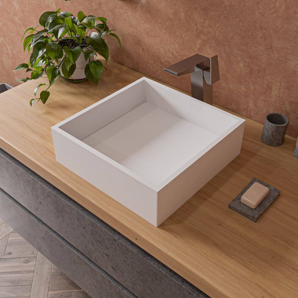Alt View 1. Alfi - Brushed Nickel Single Hole Tall Bathroom Faucet - Silver.
