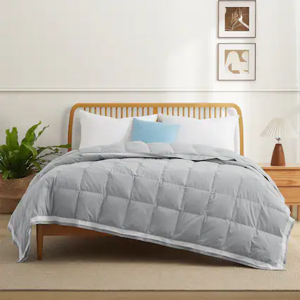 Front. Puredown - Puredown Luxurious Lightweight Cooling Down Blanket Summer Breathable Comforter for Hot Sleeper, Gray, 106" x 90" - Gray.