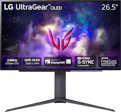 LG - UltraGear 27" OLED QHD 240Hz 0.03ms FreeSync and NVIDIA G-SYNC Compatible Gaming Monitor with HDR400 - Black - Front_Zoom
