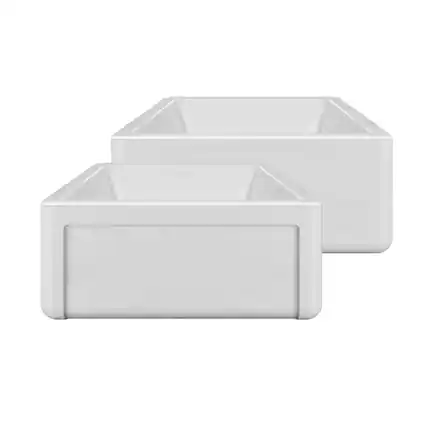 Front. Whitehaus - Collection 24" Reversible Single Bowl Fireclay Kitchen Sink - White.