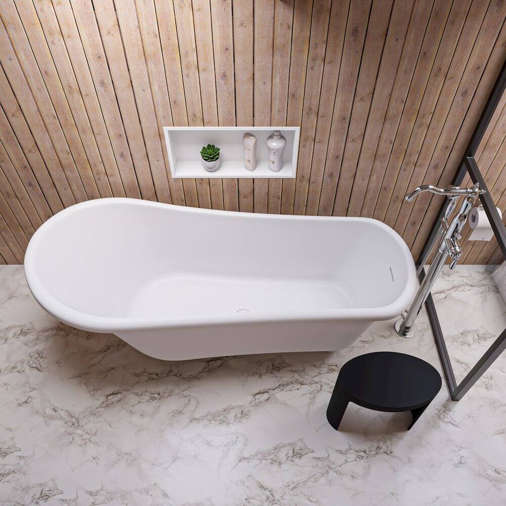 Alt View 1. Alfi - Black Matte Solid Surface Resin Bathroom / Shower Stool - Black.