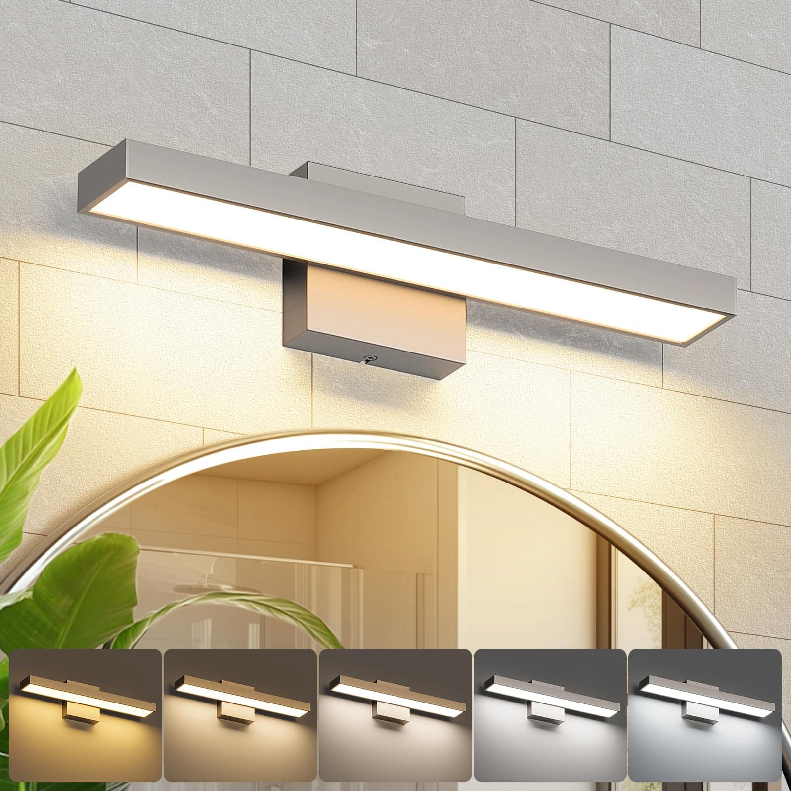 HM 1810 - Vanity Light For Bathroom cct Dimmable Led Bath Modern Bar Makeup Mirror Inch w - Brushed Nickel-5CCT 16.53 Inch Long