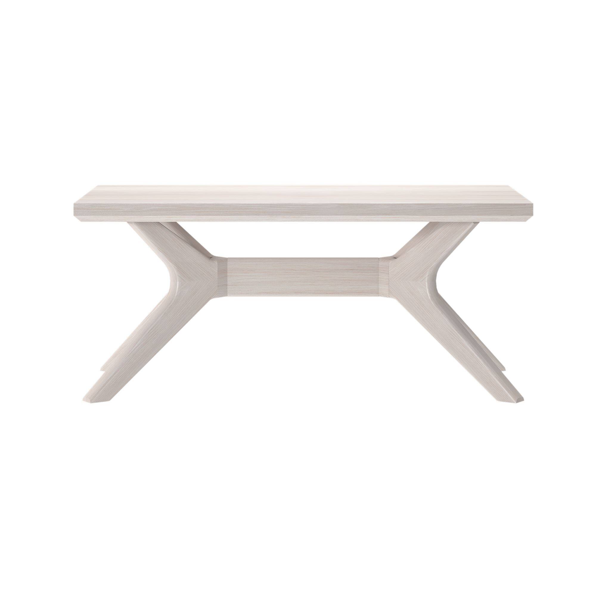Alt View 3. Plank+Beam - Cross Leg Rectangular Coffee Table (40in x 20in / 1020mm x 510mm), White Sand Wirebrush - White Sand Wirebrush.
