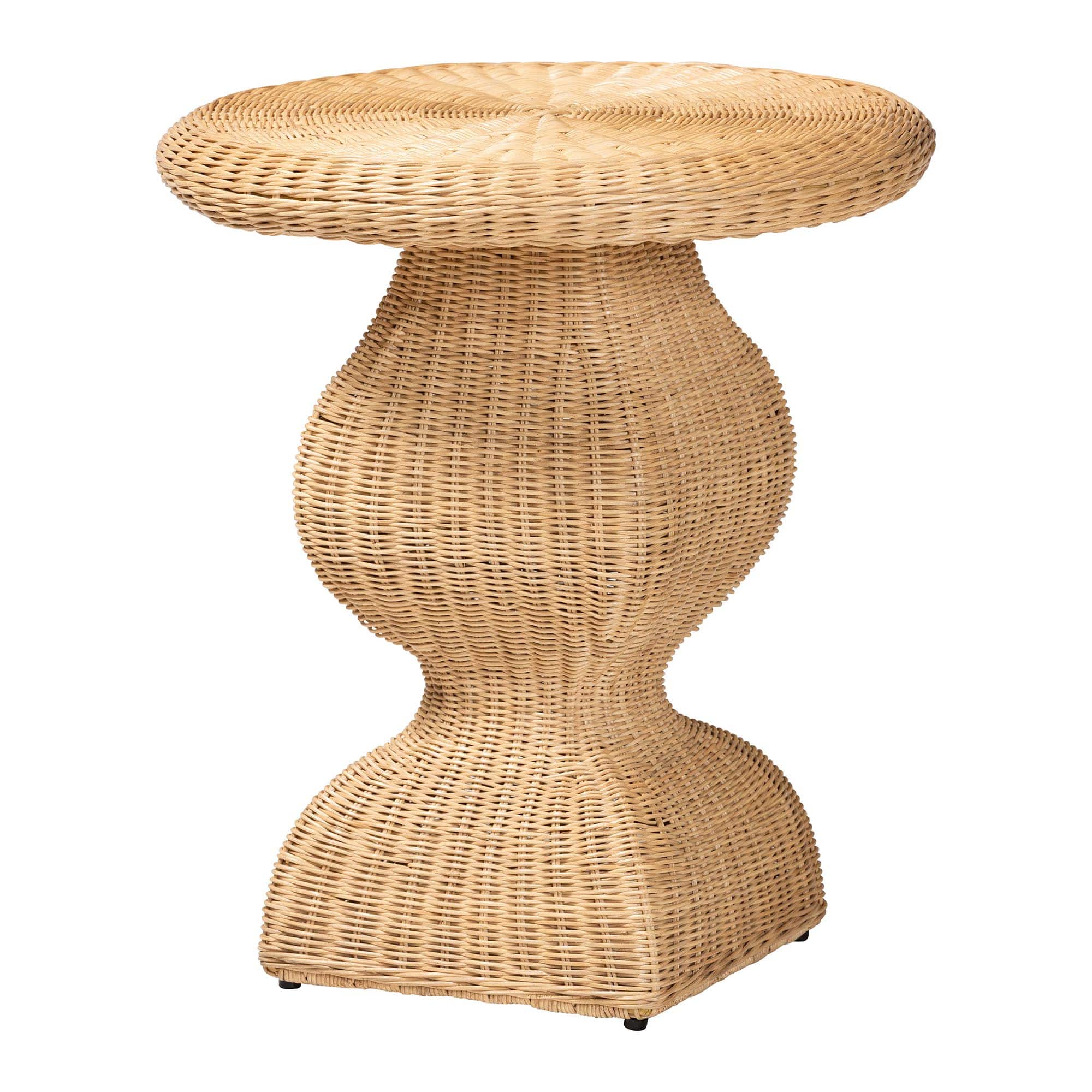 bali & pari - Hideo End Table - Handwoven Wicker Sculptural Accent Table with Pedestal Base - Natural Rattan price history on PriceWatchPro