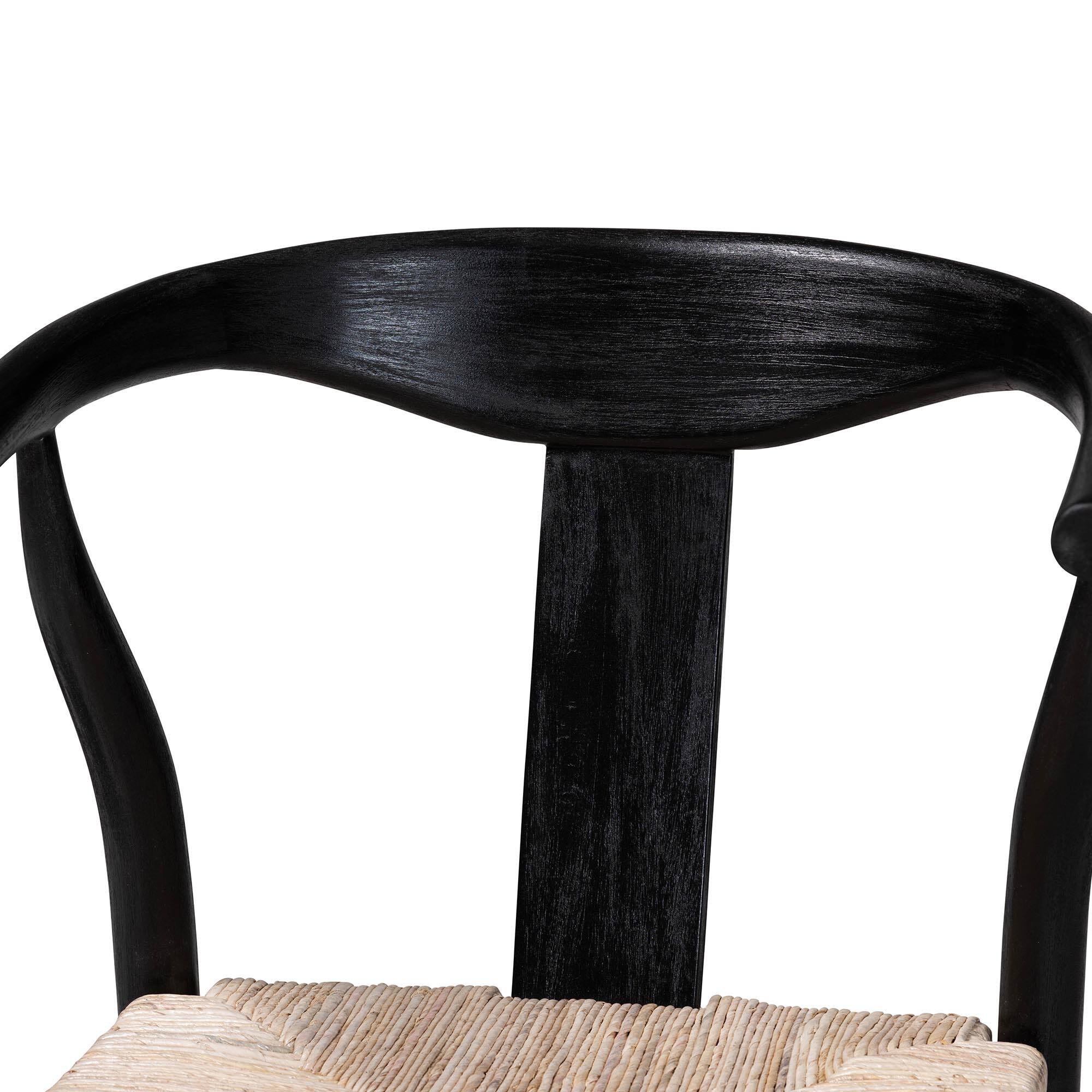 Alt View 1. bali & pari - Fika Wishbone Counter Stool with Handwoven Seagrass Seat - Mahogany Wood Frame Counter Height Seating - Black/Natural Brown.
