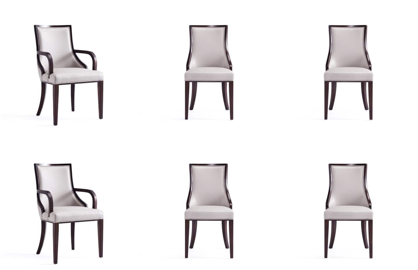 Manhattan Comfort - Grand Traditional 6-Piece Dining Chair Set - Light Gray