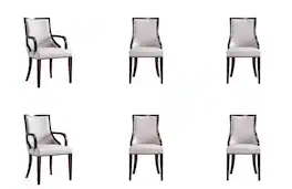 Manhattan Comfort - Grand Traditional 6-Piece Dining Chair Set - Light Gray